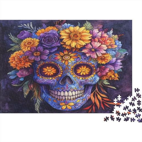 Zuckerschädel 1000pcs (75x50cm) Puzzle, Lernspiel Impossible Blumenkrone Herausforderungsspielzeug Für Erwachsene Teenager von kaiyun