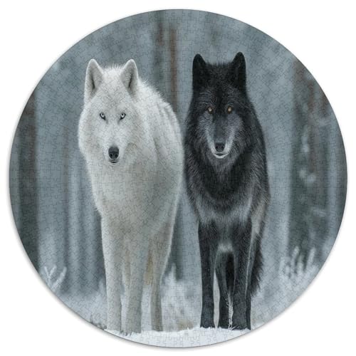 Zwei majestätische Wölfe Rätsel Für Erwachsene |Snow Scene| 1000pcs (67.5x67.5cm) Puzzles Lernspiele Home Decor von kaiyun