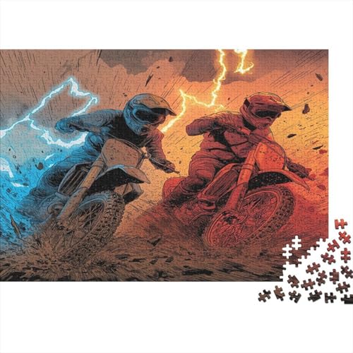 Zwei schlammige Motocross-Fahrer 1000pcs (75x50cm) Schwer Puzzle Lernspiel Impossible Herausforderung Spielzeug Für Erwachsene Kinder von kaiyun