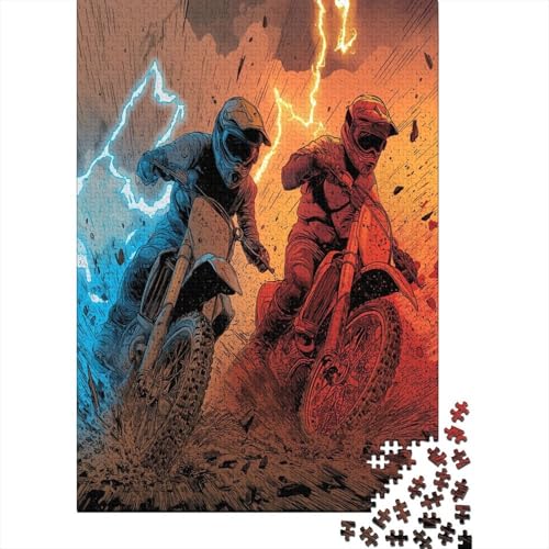 Zwei schlammige Motocross-Fahrer Puzzle 1000 Teile Für Erwachsene, Lernspiele, Heimdekoration70x50cm/1000pcs von kaiyun