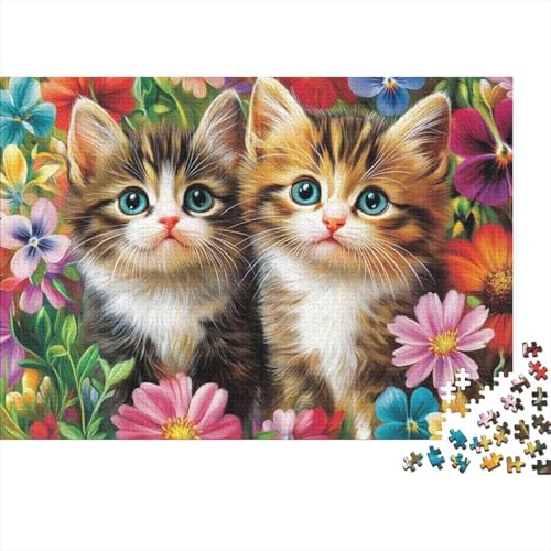 Zwei süße Kätzchen Rätsel Für Erwachsene |Bunte Blumen| 1000pcs (75x50cm) Puzzles Lernspiele Home Decor von kaiyun