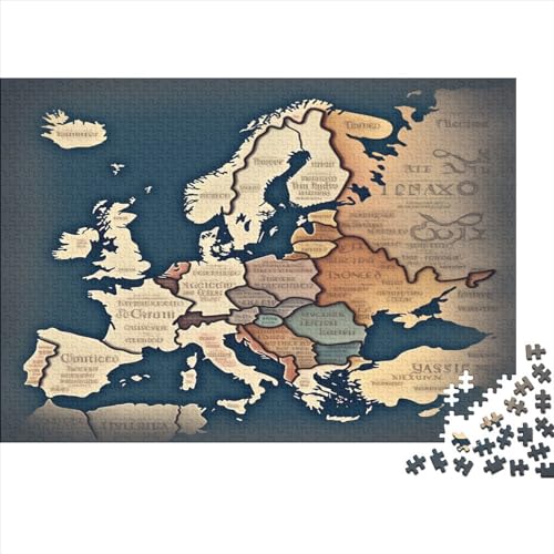 Map of Europe 1000 Teile Educational Puzzles Für Erwachsene Moderne Wohnkultur Family Challenging Games Geburtstag Lernspiel Stress Relief 1000pcs (75x50cm) von karMalucky