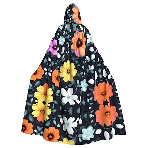 Cosplay-Umhang für Erwachsene, 160 cm, Kostüm, Halloween, lang, schöne bunte Blumen, Hexe, Kapuzenmantel, Umhang, Outfit für Party Cosplay-Umhang für Erwachsene, 160 cm, Kostüm, Halloween, lang, schöne bunte Blumen, Hexe, Kapuzenmantel, Umhang, Outfit für Party von kastiong
