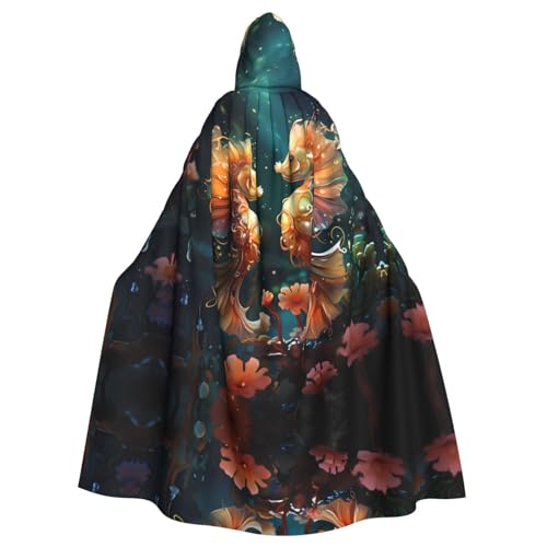Cosplay-Umhang für Erwachsene, 160 cm, Kostüm, Halloween, lang, schönes Seepferdchenpaar, Hexe, Kapuzenmantel, Umhang, Outfit für Party Cosplay-Umhang für Erwachsene, 160 cm, Kostüm, Halloween, lang, schönes Seepferdchenpaar, Hexe, Kapuzenmantel, Umhang, Outfit für Party von kastiong