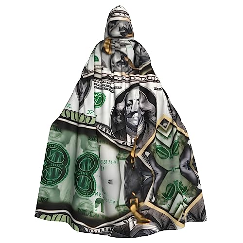 Cosplay-Umhang für Erwachsene, 160 cm, Kostüm, Halloween, langes Banknotenmuster, Hexe, Kapuzenmantel, Umhang, Outfit für Party Cosplay-Umhang für Erwachsene, 160 cm, Kostüm, Halloween, langes Banknotenmuster, Hexe, Kapuzenmantel, Umhang, Outfit für Party von kastiong