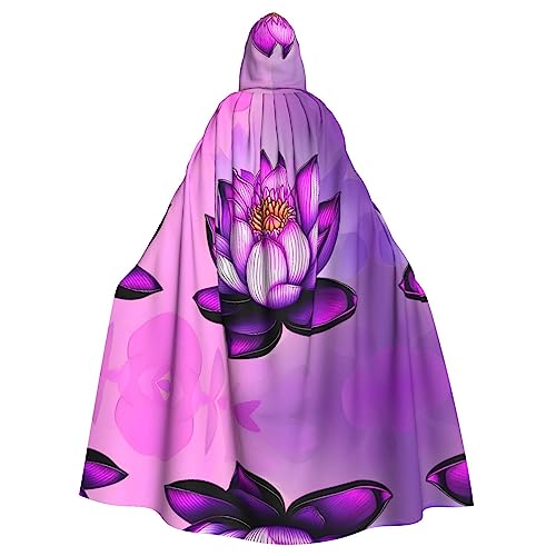 kastiong Cosplay-Umhang für Erwachsene, 160 cm, Halloween, lang, lila, Lotus, Hexe, Kapuzenmantel, Umhang, Outfit für Party von kastiong