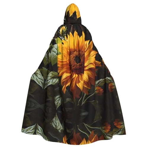 kastiong Cosplay-Umhang für Erwachsene, 160 cm, Halloween, lange gelbe Sonnenblume auf braunem Hintergrund, Hexen-Kapuzen-Umhang, Outfit für Party kastiong Cosplay-Umhang für Erwachsene, 160 cm, Halloween, lange gelbe Sonnenblume auf braunem Hintergrund, Hexen-Kapuzen-Umhang, Outfit für Party von kastiong