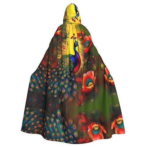 kastiong Cosplay-Umhang für Erwachsene, 160 cm, Kostüm, Halloween, lang, Pfauenblumen, Hexe, Kapuzenmantel, Umhang, Outfit für Party kastiong Cosplay-Umhang für Erwachsene, 160 cm, Kostüm, Halloween, lang, Pfauenblumen, Hexe, Kapuzenmantel, Umhang, Outfit für Party von kastiong