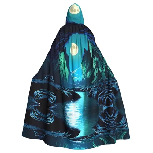 kastiong Cosplay-Umhang für Erwachsene, 160 cm, Kostüm, Halloween, lang, Wasser, Mond, Höhle, Hexe, Kapuzenmantel, Umhang, Outfit für Party kastiong Cosplay-Umhang für Erwachsene, 160 cm, Kostüm, Halloween, lang, Wasser, Mond, Höhle, Hexe, Kapuzenmantel, Umhang, Outfit für Party von kastiong