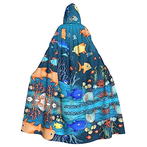 kastiong Cosplay-Umhang für Erwachsene, 160 cm, Kostüm, Halloween, lang, blau, Unterwasserwelt der Fische, Hexe, Kapuzenmantel, Umhang, Outfit für Party kastiong Cosplay-Umhang für Erwachsene, 160 cm, Kostüm, Halloween, lang, blau, Unterwasserwelt der Fische, Hexe, Kapuzenmantel, Umhang, Outfit für Party von kastiong