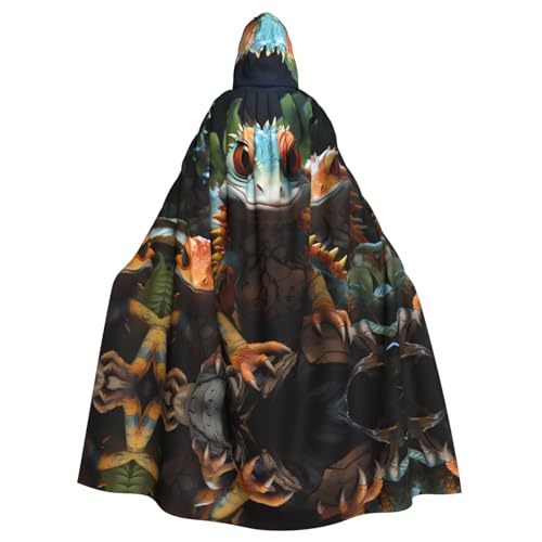 kastiong Cosplay-Umhang für Erwachsene, 160 cm, Kostüm, Halloween, lang, bunt, Eidechsen, Hexe, Kapuzenmantel, Umhang, Outfit für Party kastiong Cosplay-Umhang für Erwachsene, 160 cm, Kostüm, Halloween, lang, bunt, Eidechsen, Hexe, Kapuzenmantel, Umhang, Outfit für Party von kastiong
