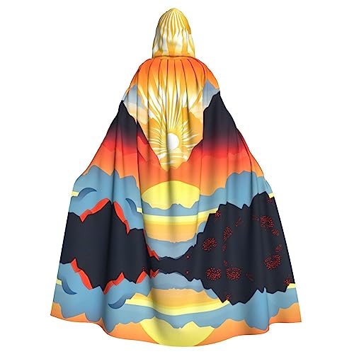 kastiong Cosplay-Umhang für Erwachsene, 160 cm, Kostüm, Halloween, lang, heller Sonnenaufgang, Hexe, Kapuzenmantel, Umhang, Outfit für Party kastiong Cosplay-Umhang für Erwachsene, 160 cm, Kostüm, Halloween, lang, heller Sonnenaufgang, Hexe, Kapuzenmantel, Umhang, Outfit für Party von kastiong
