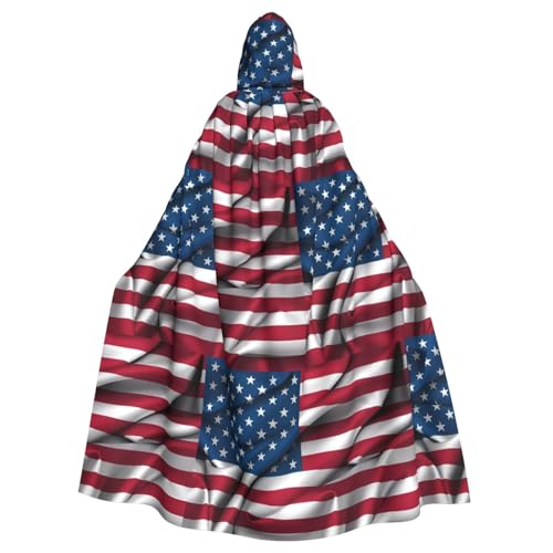 kastiong Cosplay-Umhang für Erwachsene, 160 cm, Kostüm, Halloween, lange amerikanische Flagge, Hexe, Kapuzenmantel, Umhang, Outfit für Party kastiong Cosplay-Umhang für Erwachsene, 160 cm, Kostüm, Halloween, lange amerikanische Flagge, Hexe, Kapuzenmantel, Umhang, Outfit für Party von kastiong