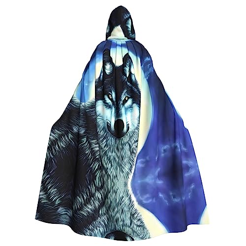 kastiong Cosplay-Umhang für Erwachsene, 160 cm, Kostüm, Halloween, langer Wolf unter dem Mond, Hexe, Kapuzenmantel, Umhang, Outfit für Party kastiong Cosplay-Umhang für Erwachsene, 160 cm, Kostüm, Halloween, langer Wolf unter dem Mond, Hexe, Kapuzenmantel, Umhang, Outfit für Party von kastiong