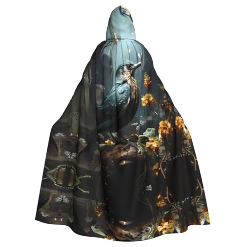 kastiong Cosplay-Umhang für Erwachsene, 160 cm, Kostüm, Halloween, langer schwarzer Vogel und Blume, Hexe, Kapuzenmantel, Umhang, Outfit für Party kastiong Cosplay-Umhang für Erwachsene, 160 cm, Kostüm, Halloween, langer schwarzer Vogel und Blume, Hexe, Kapuzenmantel, Umhang, Outfit für Party von kastiong