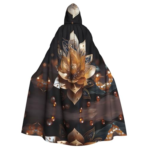 kastiong Cosplay-Umhang für Erwachsene, 160 cm, lang, weiß, zarte Lotusblume, Hexe, Kapuzenmantel, Umhang, Outfit für Party von kastiong