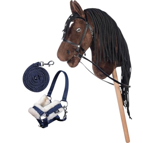 kavalio Hobby Horse Starterset - HKM Steckenpferd mit Trense, Halfter und Strick (Braun) von kavalio