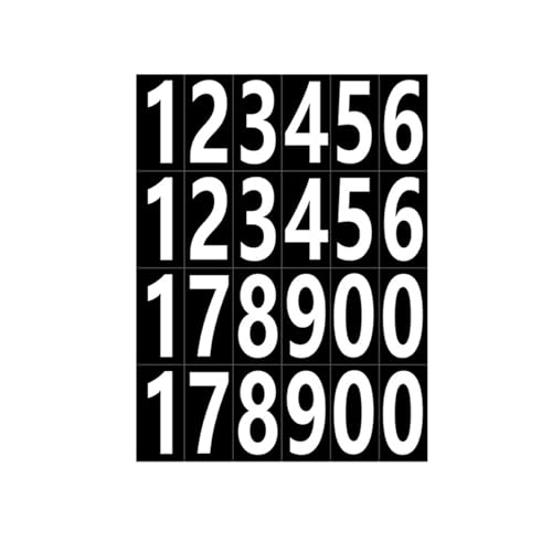 kawehiop 20 Stück/Set wasserdichte und ölbeständige Selbstklebende Nummernaufkleber, einfach anzubringende und langlebige Selbstklebende Buchstabenaufkleber, Weiß von kawehiop