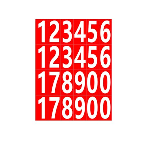 kawehiop 20 Stück/Set wasserdichte und ölbeständige Selbstklebende Nummernaufkleber, einfach anzubringende und langlebige Selbstklebende Buchstabenaufkleber, Weiße Zahlen von kawehiop