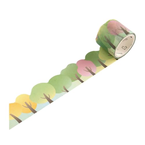 kawehiop Abnehmbares Washi Tape Set, einfach anzubringen und für dekorative Bastel und DIY Projekte, Regenbogen Blumen Straßen Wolken Aufkleberpapier, Wald von kawehiop