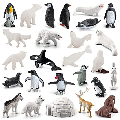 kaylo 2 Pcs Polartierfiguren-Set | Langlebiges Polar-Arktis-Spielzeugfiguren-Set | Tragbare Polartierfiguren für Lernspielzeug für Kinder von kaylo