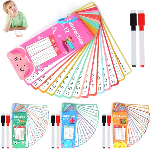 4 Bücher Mathe Lernkarten, 1x1 Lernen Spiel, Lernkarten Kinder mit 8 Löschbaren Stiften und 4 Ringe für Lernen Addition, Subtraktion, Multiplikation und Division 4 Bücher Mathe Lernkarten, 1x1 Lernen Spiel, Lernkarten Kinder mit 8 Löschbaren Stiften und 4 Ringe für Lernen Addition, Subtraktion, Multiplikation und Division von kayqbonke