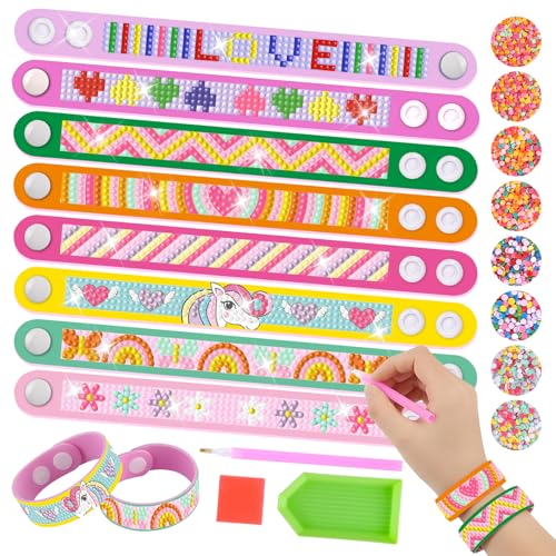 Kayqbonke 8 Stück Schnapparmband für Kinder - Geschenk für Mädchen 5-11 Jahre, Armbänder Selber Machen, Einhorn Diamond Painting, Spielzeug ab 5 Jahre Geburtstag von kayqbonke