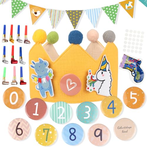 kayqbonke Geburtstagskrone Mädchen & Junge, Geburtstagsbanner, Wiederverwendbar Stoffkrone Geburtstag, Geburtstagskrone Kinder Mit Zahlenabzeichen 0-9, Party Deko für Kindergeburtstag kayqbonke Geburtstagskrone Mädchen & Junge, Geburtstagsbanner, Wiederverwendbar Stoffkrone Geburtstag, Geburtstagskrone Kinder Mit Zahlenabzeichen 0-9, Party Deko für Kindergeburtstag von kayqbonke