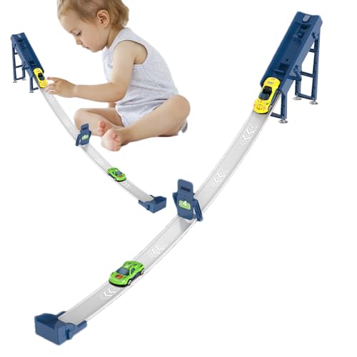 Kleinkinderbahn - Montage & Splice The Catapult Bahn, Unterhaltsames Interaktives Auto -Rutschenspielzeug, Race Catapult Track Toy Für Reisen, Party Playtime - Blue von kdkskss