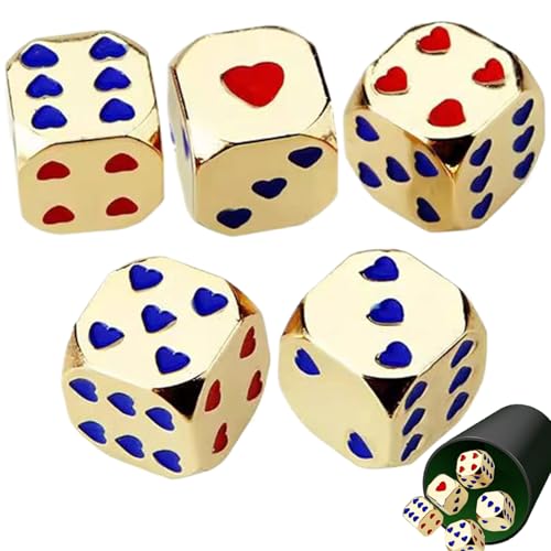 Metallwürfelset Mit Herzmuster – 5 Rostfreie, Glatte Metallwürfel Für Brettspiele, 6-seitige Tischspiel-Tools | Abgerundete Ecken Aus Metall Und Design Mit Abgerundeten Ecken - Gold Metallwürfelset Mit Herzmuster – 5 Rostfreie, Glatte Metallwürfel Für Brettspiele, 6-seitige Tischspiel-Tools | Abgerundete Ecken Aus Metall Und Design Mit Abgerundeten Ecken - Gold von kdkskss