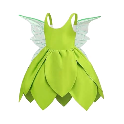 kdkskss Kinder Grüne Prinzessin Kostüm Set Mit Flügel, Schmetterling Feenkostüm Mädchen, Fasching Halloween Geburtstags Cosplay Grün Kleid, Geschenk Für Mädchen Alter von kdkskss