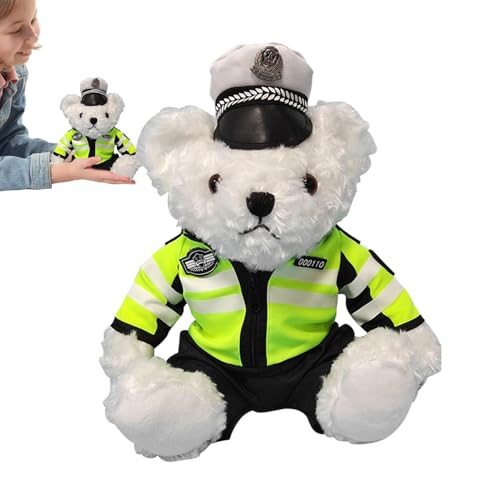 kdkskss Polices Bär Plüsch | Ausgestopftes Bären-Plüschtier im Polices-| Niedlicher Plüschbär mit abnehmbarem Polices-, Stofftier für Geburtstags- und Weihnachtsüberraschungsgeschenke von kdkskss