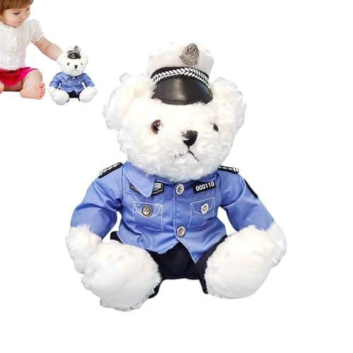 kdkskss Polizeikleid | Dekorativer Plüschbär,Niedliche Plüschbären mit Abnehmbarer Kleidung für Kinder, Mädchen und von kdkskss