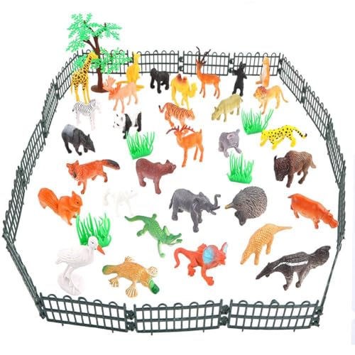 kdkskss Tierfiguren Spielzeugset - Plastikpädagogische Dschungel -Tierspielzeug, Simuliertes Tierweltmodell Mit 32 Tieren, 16 Zäune, 4 Gräser, 1 Kokosnussbaum kdkskss Tierfiguren Spielzeugset - Plastikpädagogische Dschungel -Tierspielzeug, Simuliertes Tierweltmodell Mit 32 Tieren, 16 Zäune, 4 Gräser, 1 Kokosnussbaum von kdkskss