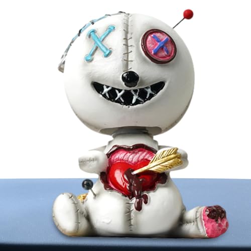kdkskss Voodoo -Puppe Schütteln Kopfpuppe - Süßes Cartoon Shaking Head Toy, Auto Dashboard -Bobble -Köpfe Figuren, Auto -Innenhöhlen -Armaturenbrett Für Desktop - Weiß von kdkskss