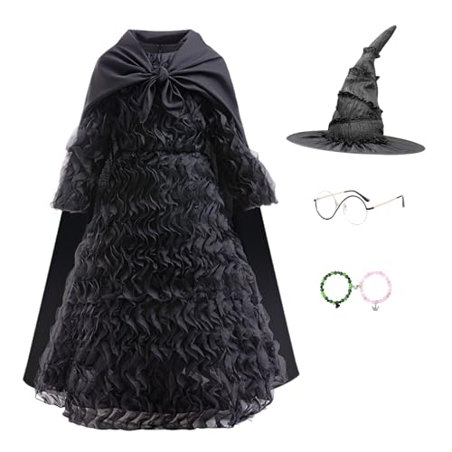 keaiyouhuo Kinder Hexenkostüm Kleid für Mädchen Halloween Cosplay Karneval Party Outfit mit Brille und Spitzhut keaiyouhuo Kinder Hexenkostüm Kleid für Mädchen Halloween Cosplay Karneval Party Outfit mit Brille und Spitzhut von keaiyouhuo