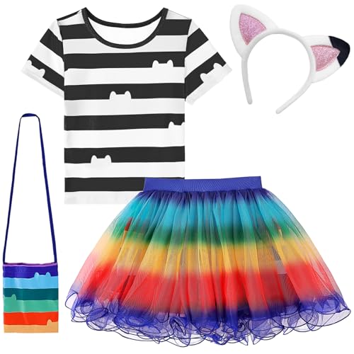 keaiyouhuo Regenbogen Tutu Kleid für Mädchen, Mädchen Prinzessin Kostüm mit Tasche Zubehör Cosplay Halloween Weihnachten Geburtstag Party von keaiyouhuo