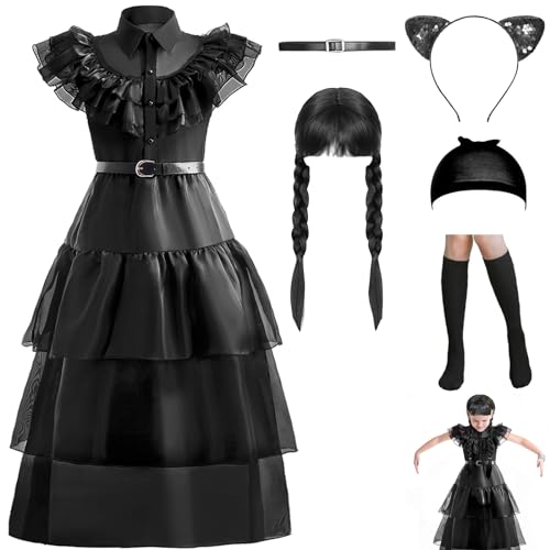 keaiyouhuo Mädchen schwarz Halloween Dress Up lange Kostüm Kleid für Kinder Familie Fancy Cosplay Halloween Party Outfit 4-14 Jahre von keaiyouhuo