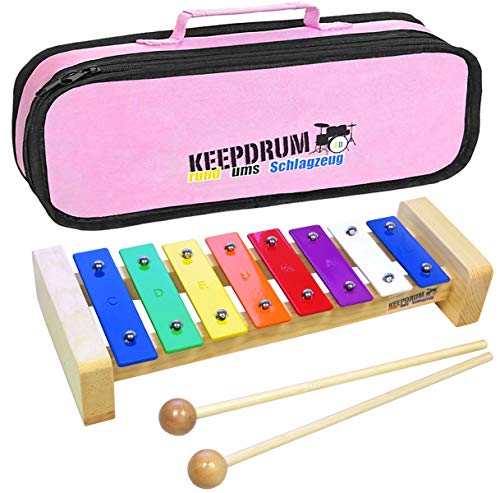 keepdrum KGS Pro Glockenspiel für Kinder mit Tasche Pink von keepdrum