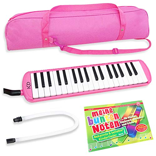 keepdrum Melodica Pink 37 Tasten Set mit Tasche + Kinderlieder Notenheft von keepdrum