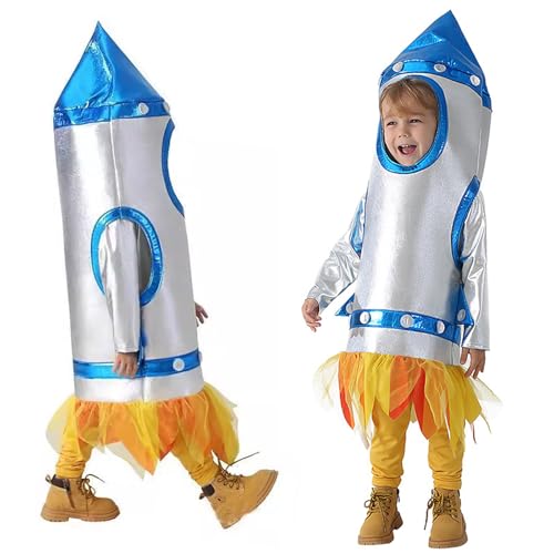 kejoyoucos Raketen Kostüm Astronaut Kostüm Weltraum Kostüm Space costume Kinder Karneval Fasching Halloween Party (Raketen Muschel, L) von kejoyoucos
