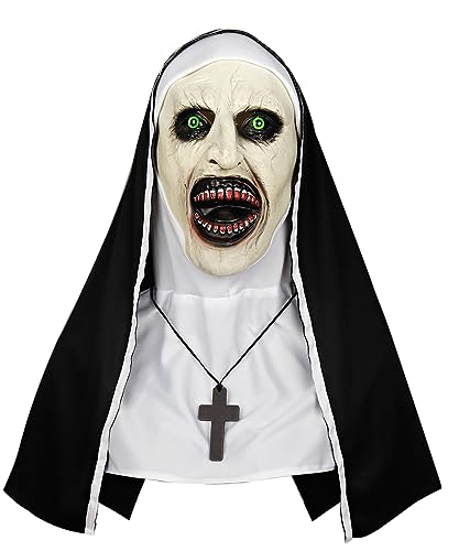 keland Gruselige Nonnen Maske the Nun Mask Scary Halloween Maske Realistische Horror Latex Maske für Cosplay (Stil-B) von keland