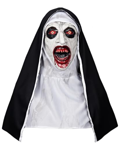 keland Gruselige Nonnen Maske the Nun Mask Scary Halloween Maske Realistische Horror Latex Maske für Cosplay (Stil-C) von keland