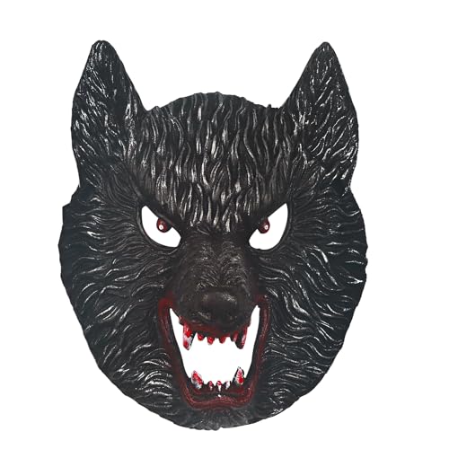 keland Gruselige Wolfsmaske Böser Wolf Maske Halloween Realistische Werwolf Maske Gruselige Tiermaske für Erwachsene (Style-E) von keland