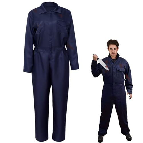keland Michael Myers Overall Mike Myers Anzug Gruselig Horror Kostüm für Herren Damen Halloween Cosplay (Large) von keland