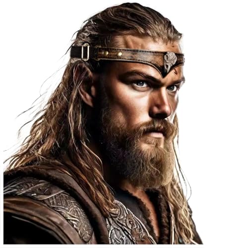 keland Stirnband Wikinger Leder Mittelalter Kopfschmuck für Damen Herren Halloween Cosplay Mittelalterfest LARP (A-Schwarz) von keland