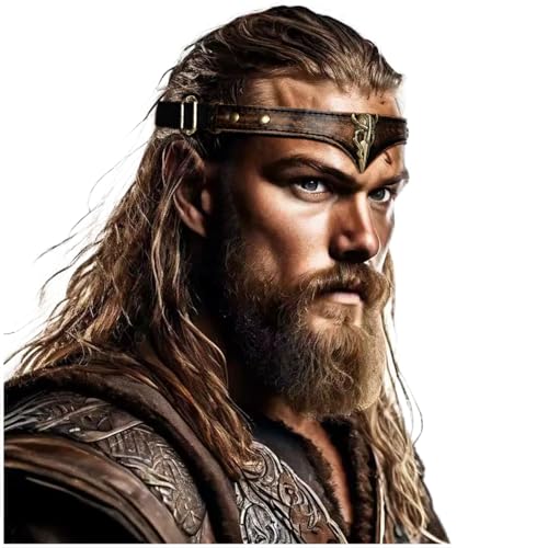 keland Stirnband Wikinger Leder Mittelalter Kopfschmuck für Damen Herren Halloween Cosplay Mittelalterfest LARP (AA-Braun) von keland