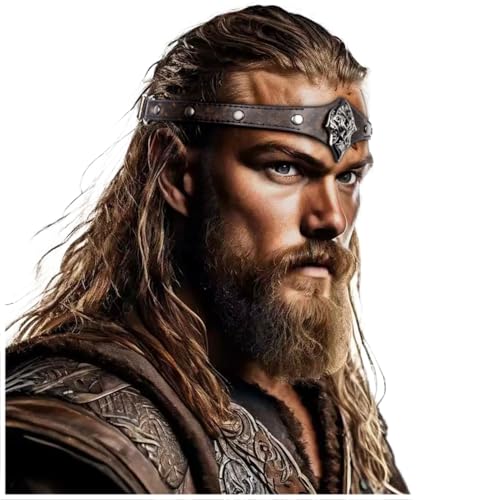 keland Stirnband Wikinger Leder Mittelalter Kopfschmuck für Damen Herren Halloween Cosplay Mittelalterfest LARP (AB-Silber) von keland