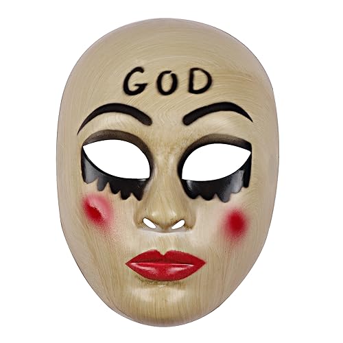 keland The Purge GOD Maske Anarchie Maske Gruselige Halloween Maske Horrormaske für Damen Herren (Stil-2) von keland