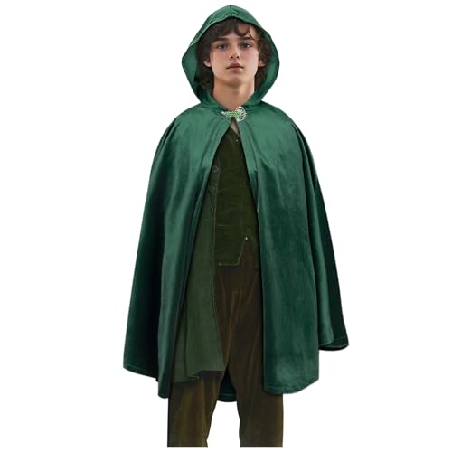 keland Umhang Hobbit herr der Ringe Kostüm mit LOTR Blattbrosche (Grün, Large) von keland